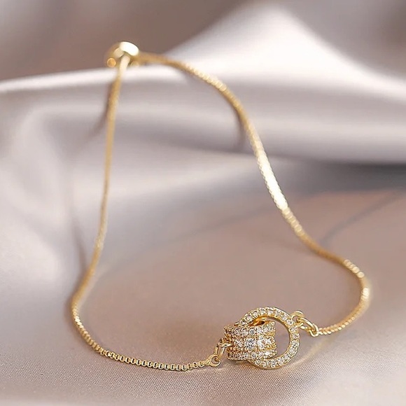 NEW 14K Gold Plated Diamond rings Bracelet - Picture 6 of 7